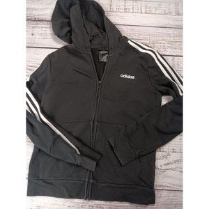 Adidas Sweater Women’s Medium Black White Pullover Sweatshirt 3 Stripes Comfy